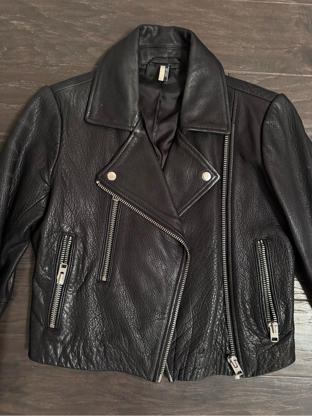 Topshop Black Real Leather Moto Jacket